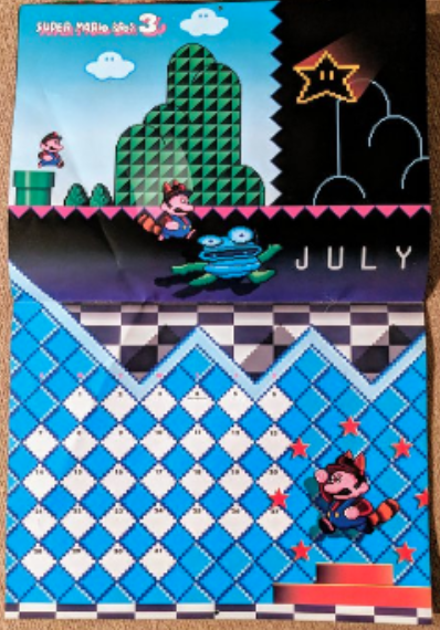 Recuperan un calendario de Nintendo de 1991 que coincide con 2019