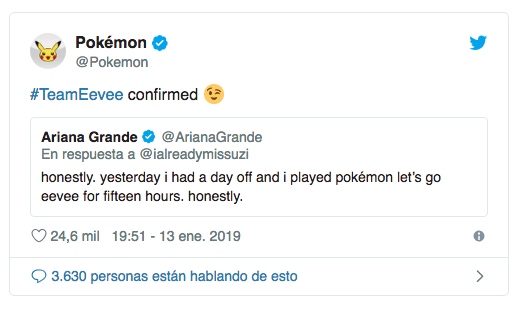 Ariana Grande es fanática de Eevee y de Pokémon let's go!