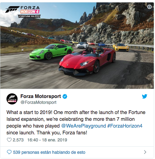 Forza Horizon 4 acaba de superar los 7 millones de jugadores