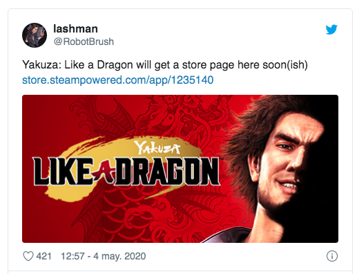 Yakuza Like a Dragon llegará pronto a PC a través de Steam