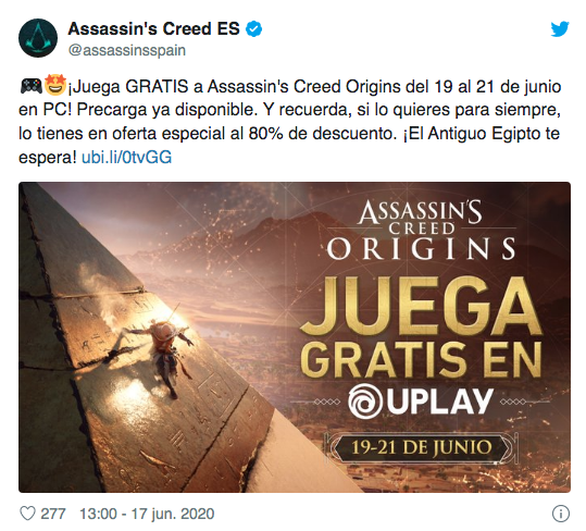 Assassin's Creed Origins estará gratis para PC el próximo fin de semana